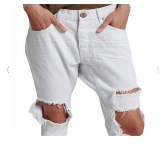 One Teaspoon Saints Long Rise Low Waist Distressed Baggy White Denim Jeans 26 - Picture 2 of 14